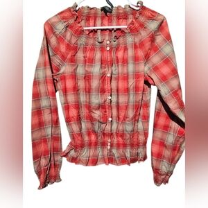 Lauren Ralph Lauren Red Plaid Blouse